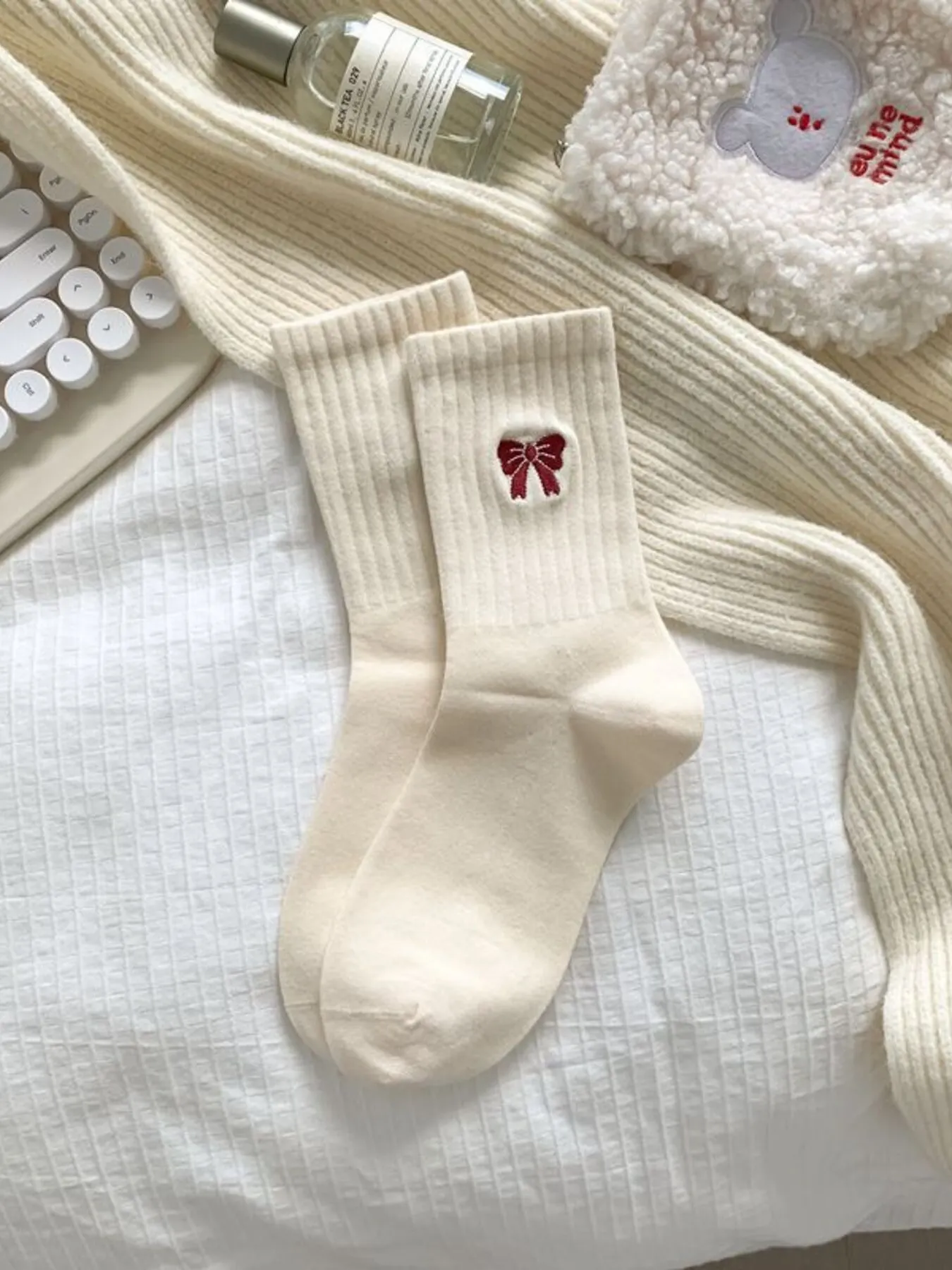 Ribbed Cotton Crew Socks 1