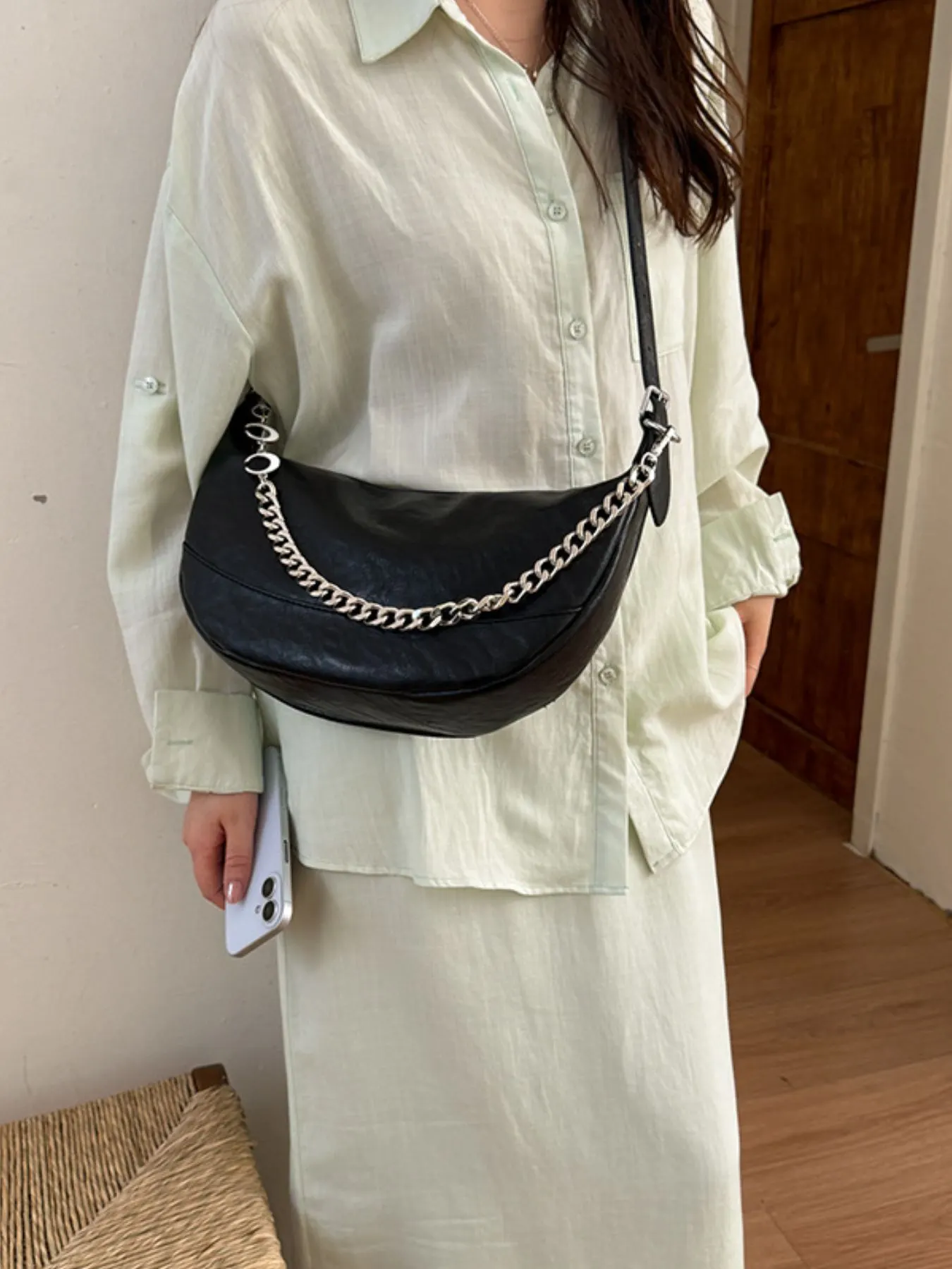 Crescent PU Leather Crossbody Bag