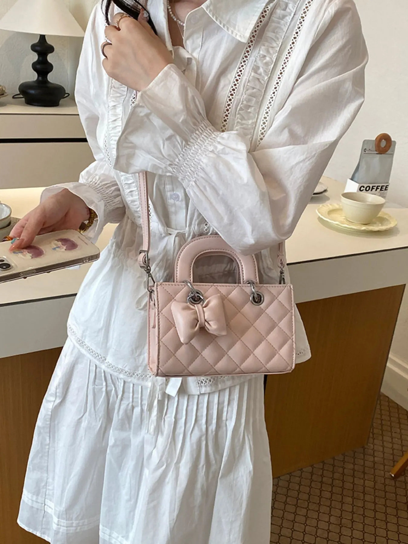 Quilted Bow Crossbody Bag