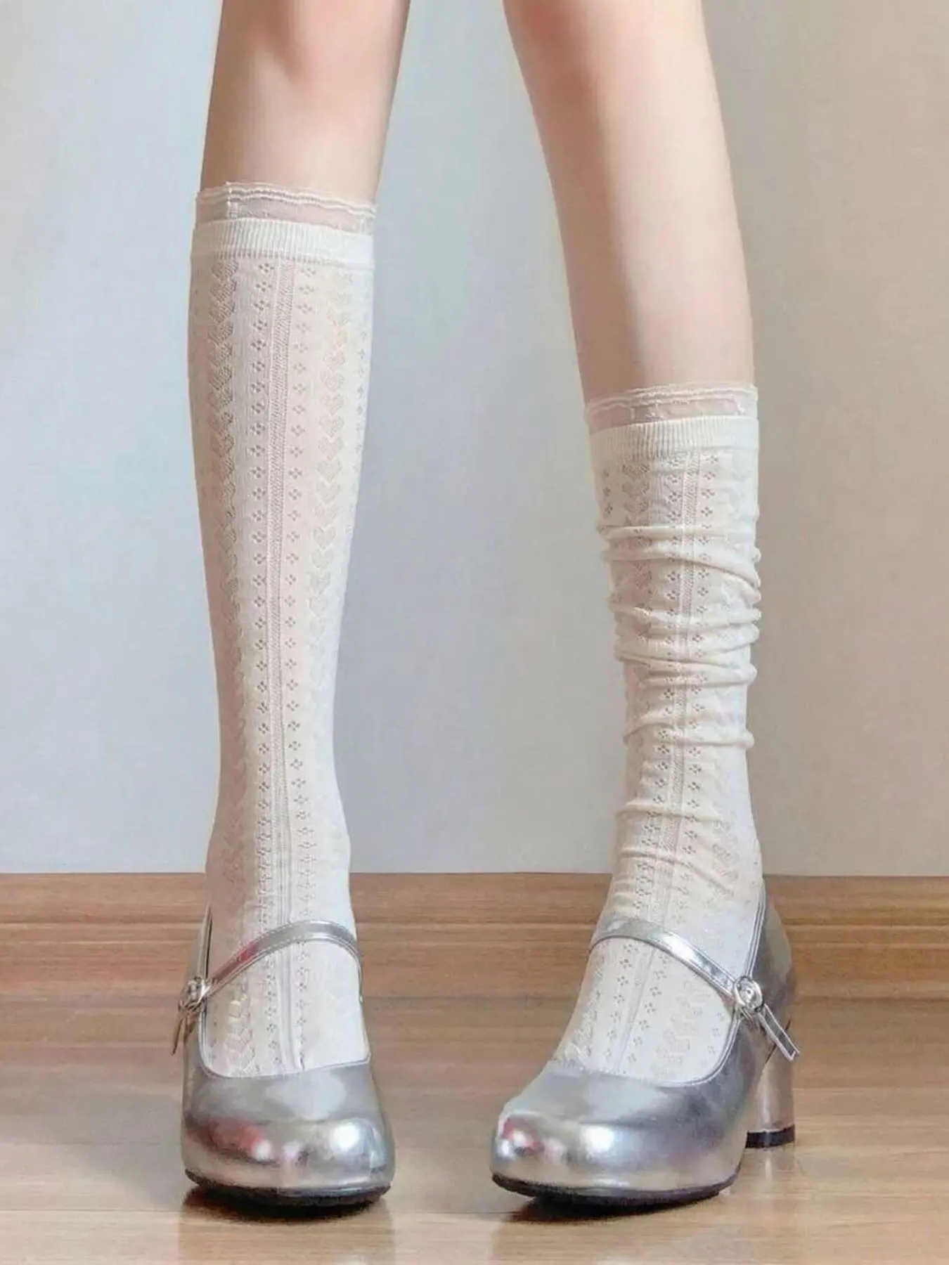 Lace Patterned Mid-Calf Socks
